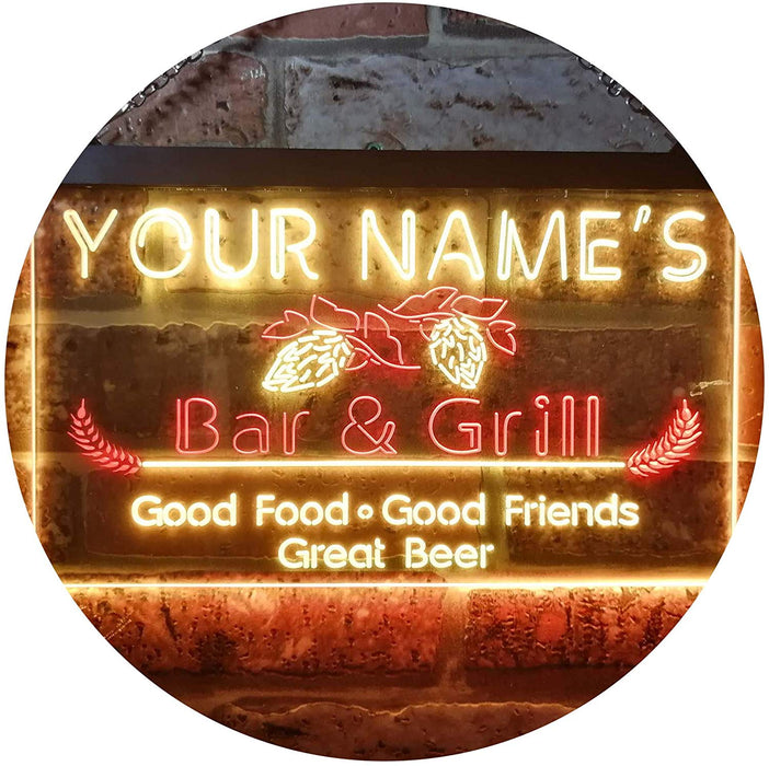 Personalized Bar & Grill LED Light Sign - Way Up Gifts