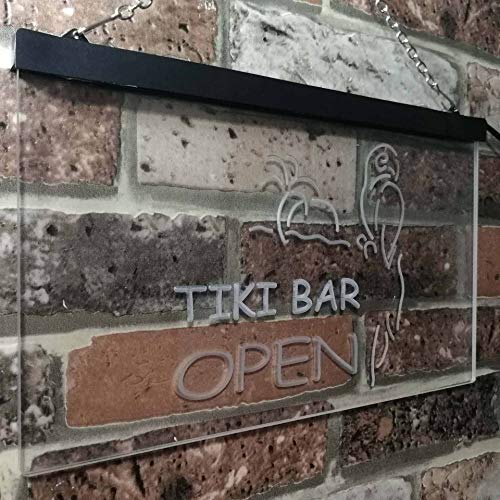 Parrot Tiki Bar Open LED Light Sign - LED Gift Works