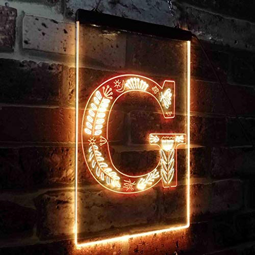 Family Name Letter G Monogram Initial LED Light Sign - Way Up Gifts