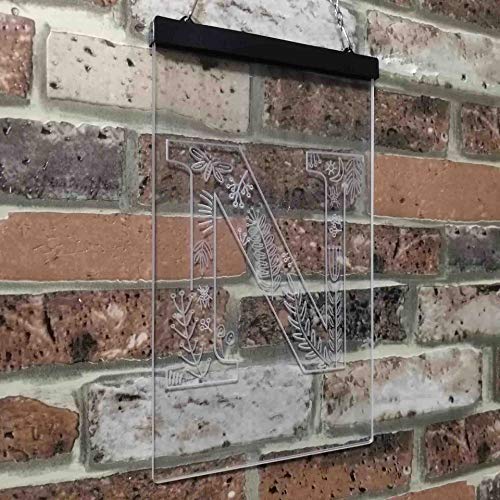 Family Name Letter N Monogram Initial LED Light Sign - LED Gift Works