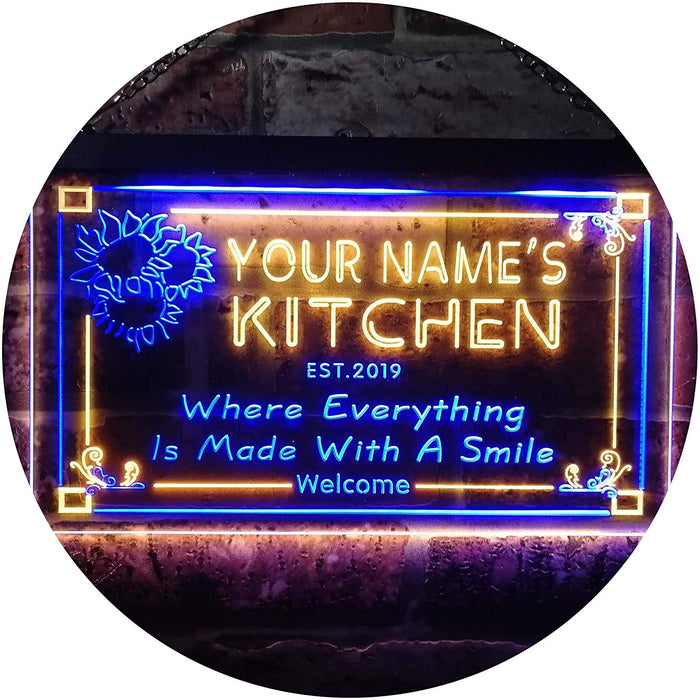 Personalized Home Kitchen Decor Made with Smile LED Light Sign - Way Up Gifts
