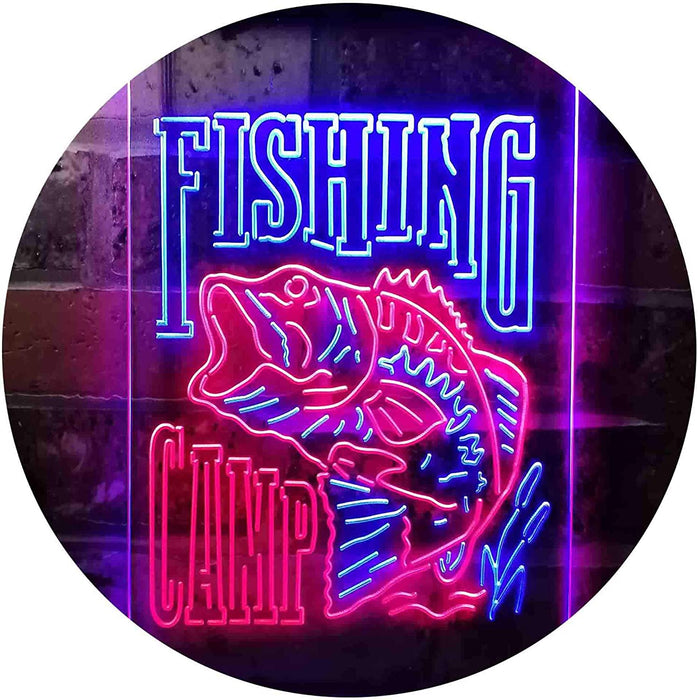 Fishing Camp Fish Cabin Decor LED Light Sign - Way Up Gifts