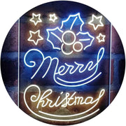 Merry Christmas Holly Leaves Star LED Light Sign - LED Gift Works