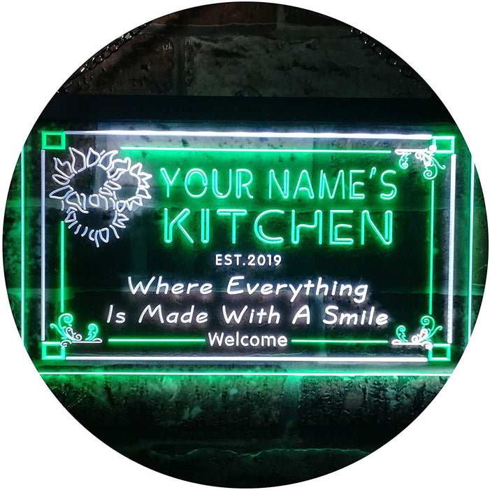 Personalized Home Kitchen Decor Made with Smile LED Light Sign - Way Up Gifts