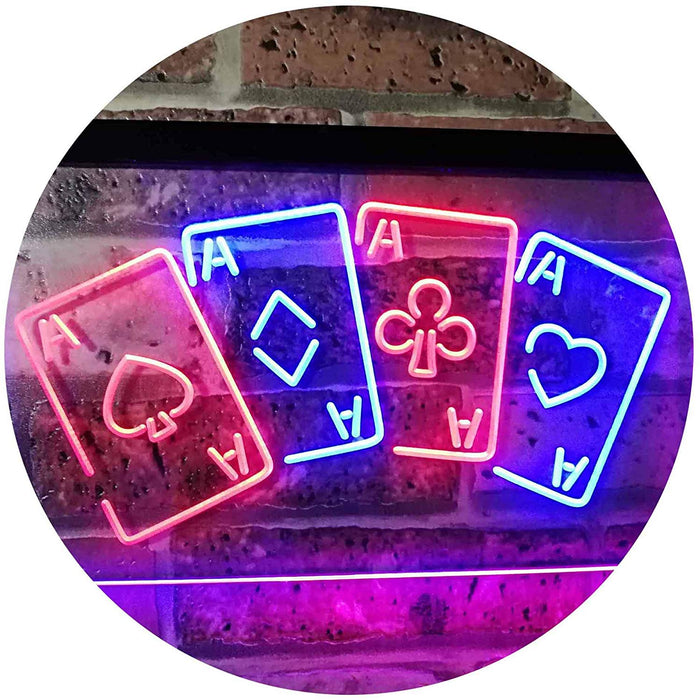 Four Aces Poker Casino LED Light Sign - Way Up Gifts