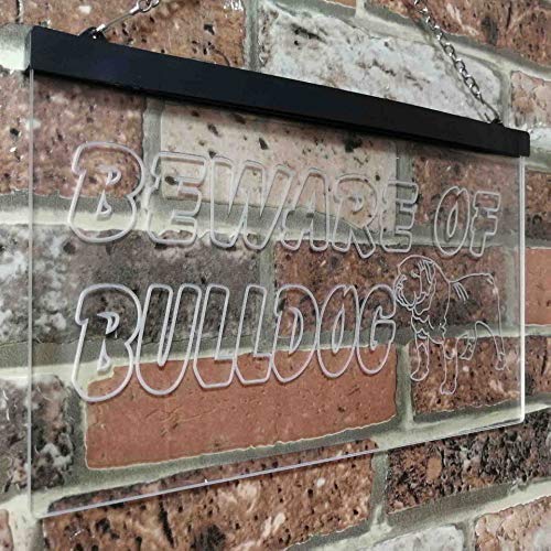 Beware of Bulldog LED Light Sign - LED Gift Works