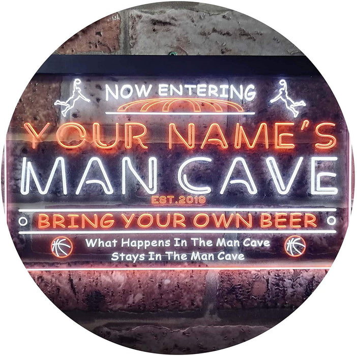 Personalized Sports Basketball Theme Man Cave LED Light Sign - Way Up Gifts