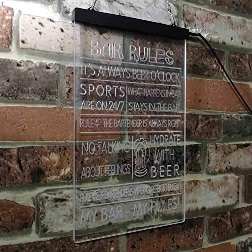 Bar Rules LED Light Sign - Way Up Gifts