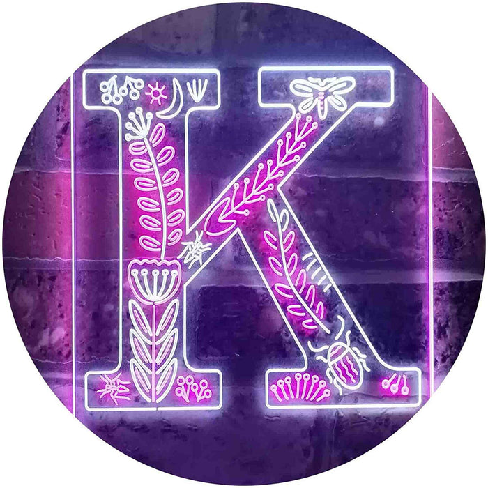 Family Name Letter K Monogram Initial LED Light Sign - Way Up Gifts