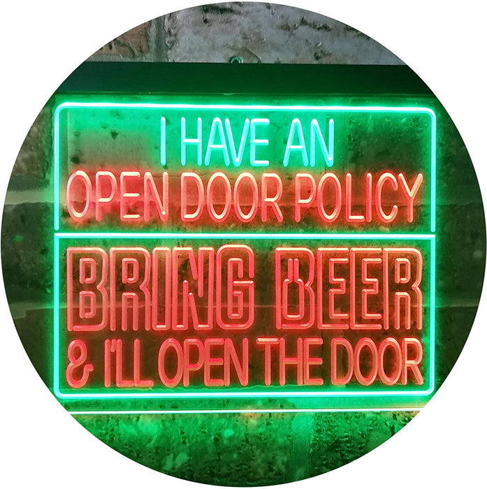 Open Door Policy Bring Beer Open Door LED Light Sign - Way Up Gifts