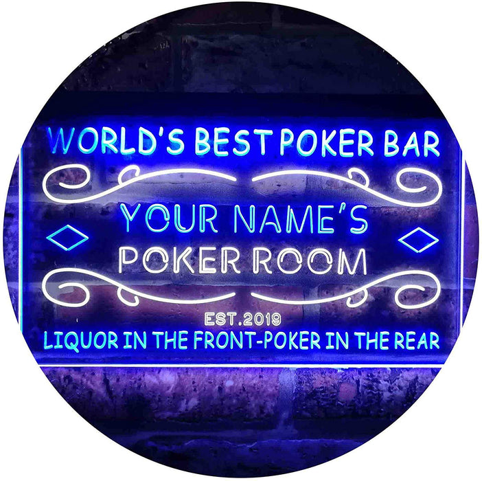 Personalized Poker Room Bar LED Light Sign - Way Up Gifts