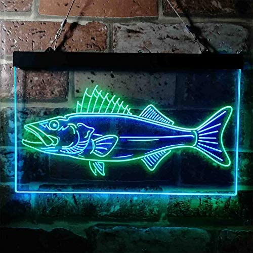 Walleye Fish Fishing Bait Store LED Light Sign - Way Up Gifts