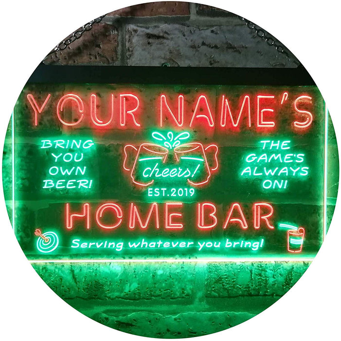 Personalized Beer Cheers Home Bar LED Light Sign - Way Up Gifts