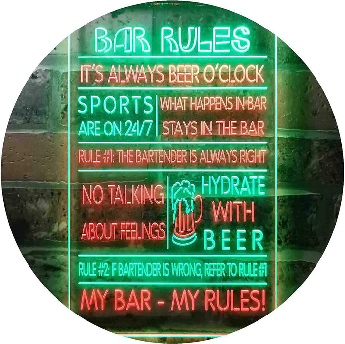 Bar Rules LED Light Sign - Way Up Gifts