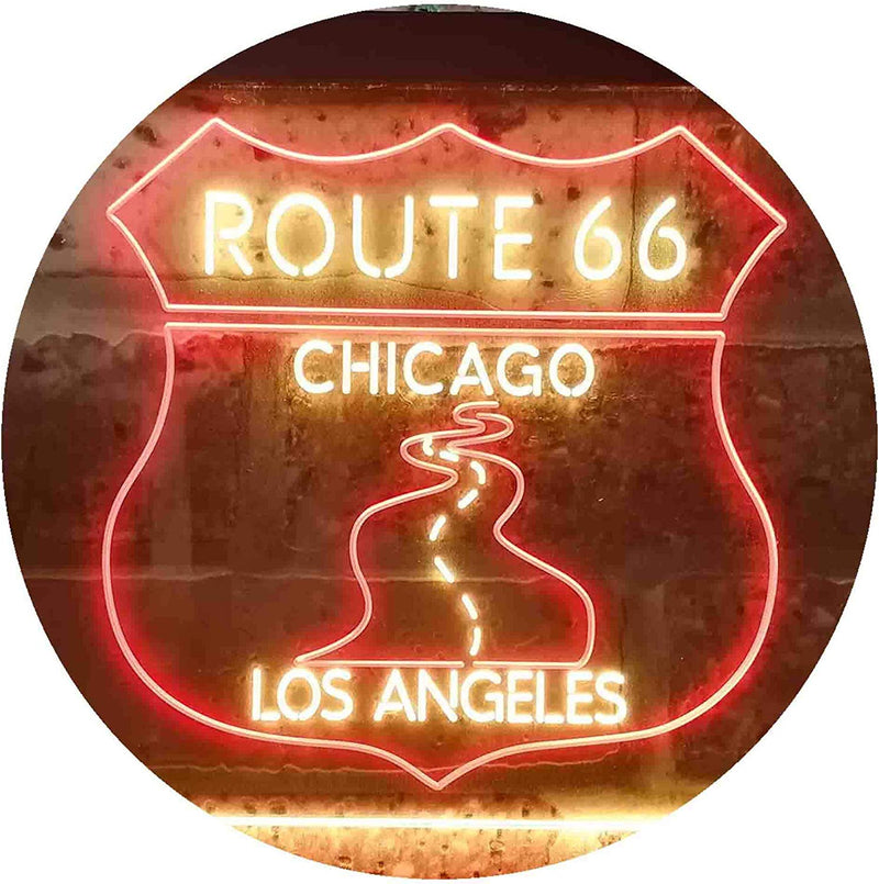 Chicago to Los Angeles Route 66 LED Light Sign - LED Gift Works