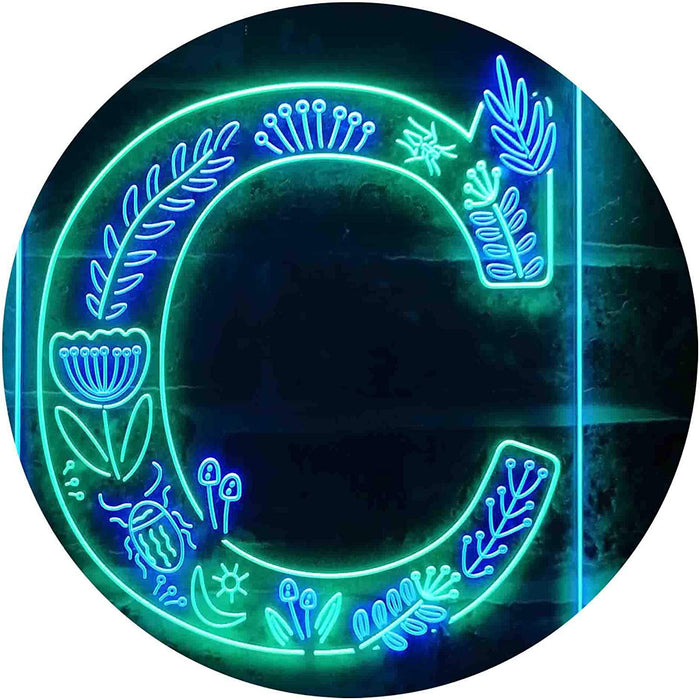 Family Name Letter C Monogram Initial LED Light Sign - Way Up Gifts