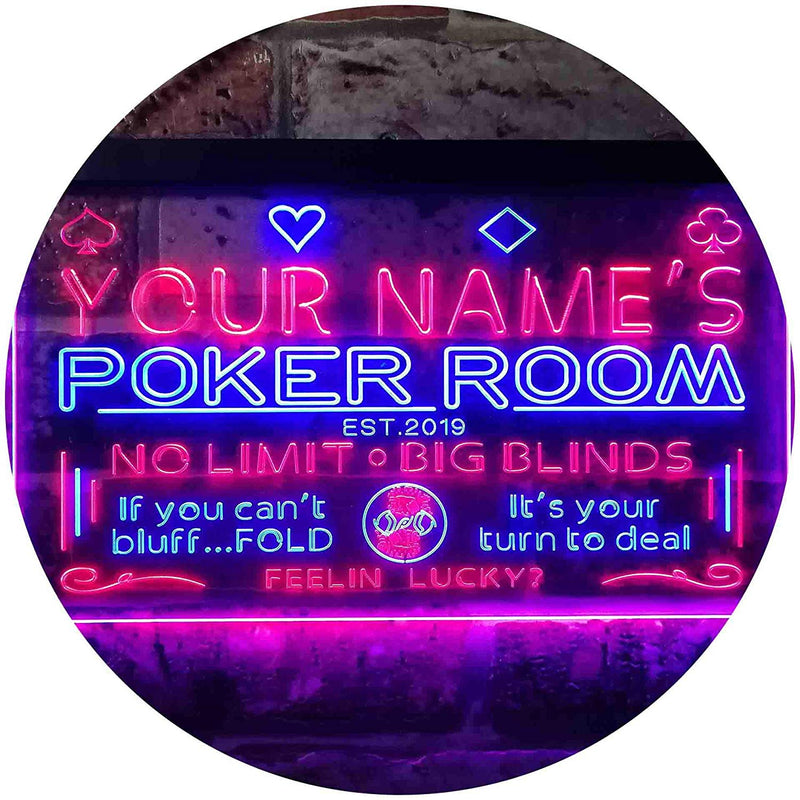 Personalized Poker Room LED Light Sign - LED Gift Works