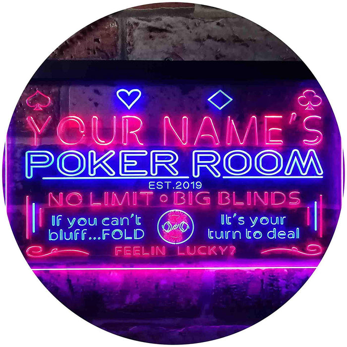 Personalized Poker Room LED Light Sign - Way Up Gifts