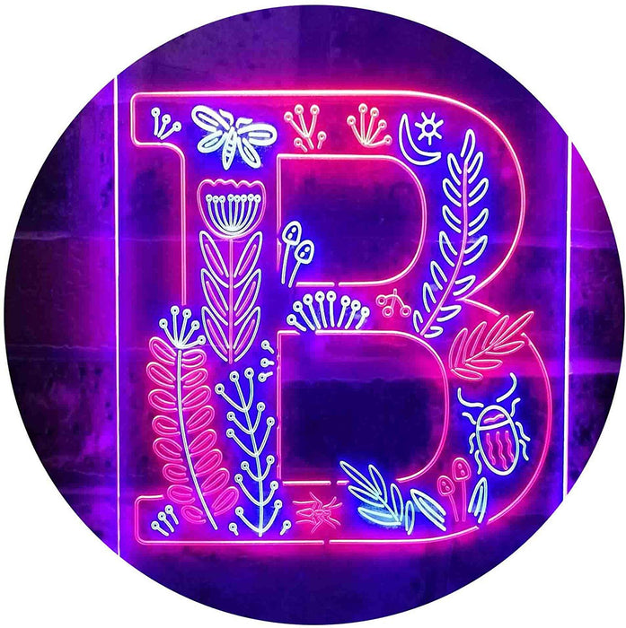 Family Name Letter B Monogram Initial LED Light Sign - Way Up Gifts