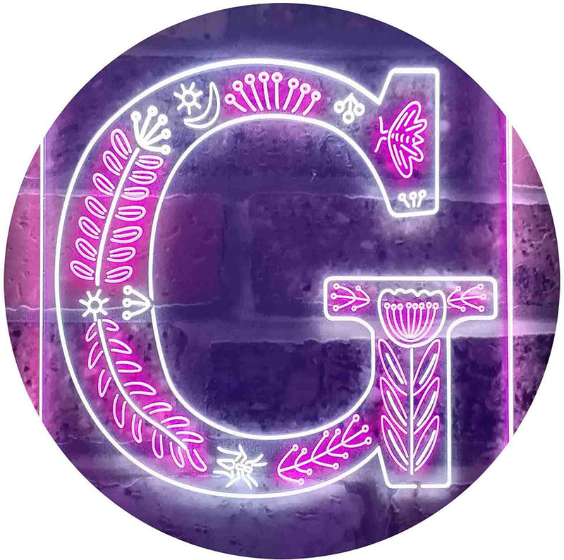 Family Name Letter G Monogram Initial LED Light Sign - LED Gift Works