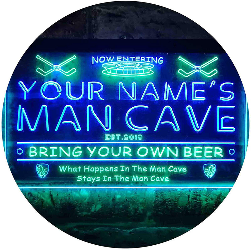 Personalized Sports Hockey Theme Man Cave LED Light Sign - LED Gift Works