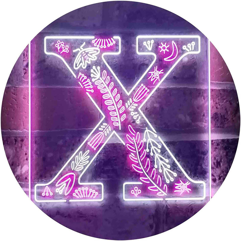 Family Name Letter X Monogram Initial LED Light Sign - LED Gift Works