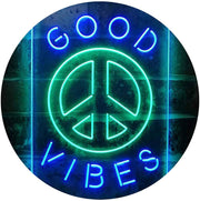 Good Vibes Peace Hippie Bedroom Decor LED Light Sign - LED Gift Works