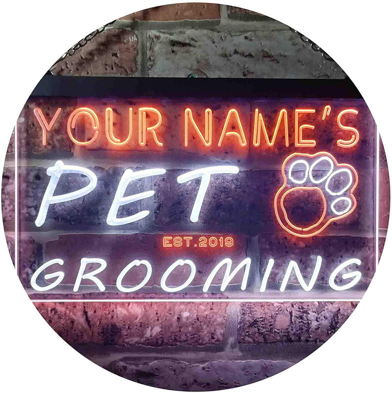 Personalized Paw Print Pet Grooming LED Light Sign - LED Gift Works