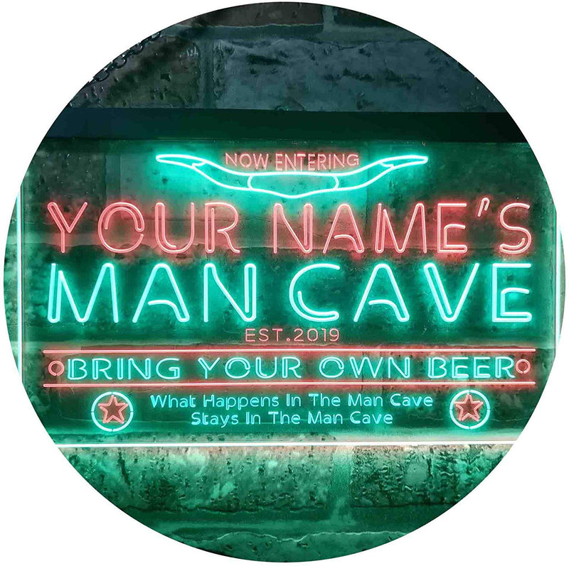 Personalized Western Theme Man Cave LED Light Sign - LED Gift Works