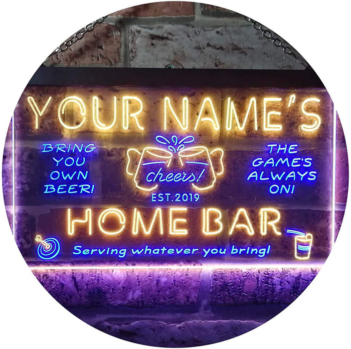 Personalized Beer Cheers Home Bar LED Light Sign - Way Up Gifts