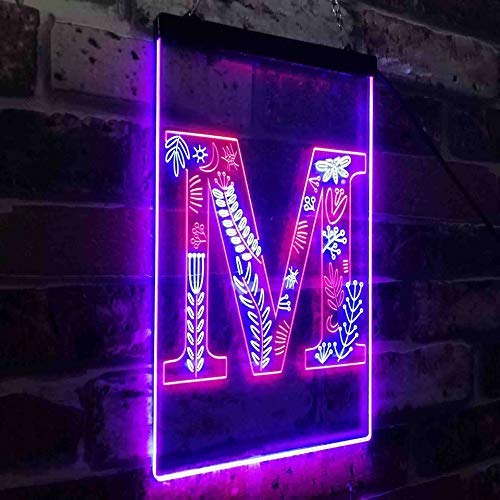 Family Name Letter M Initial Monogram LED Light Sign - Way Up Gifts