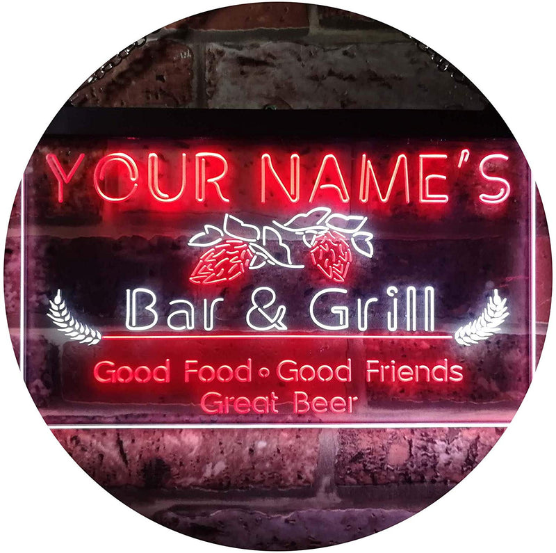 Personalized Bar & Grill LED Light Sign - LED Gift Works
