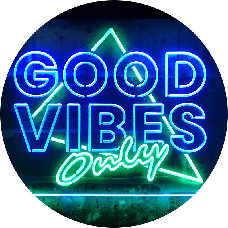 Good Vibes Only Triangle LED Light Sign - LED Gift Works