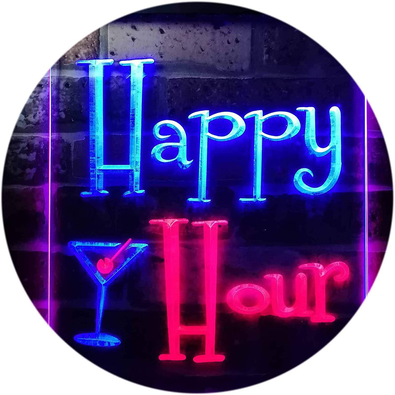 Happy Hour Cocktails Bar LED Light Sign - LED Gift Works