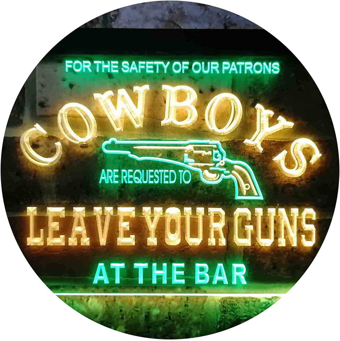 Cowboys Leave Guns Bar Western Decor LED Light Sign - Way Up Gifts