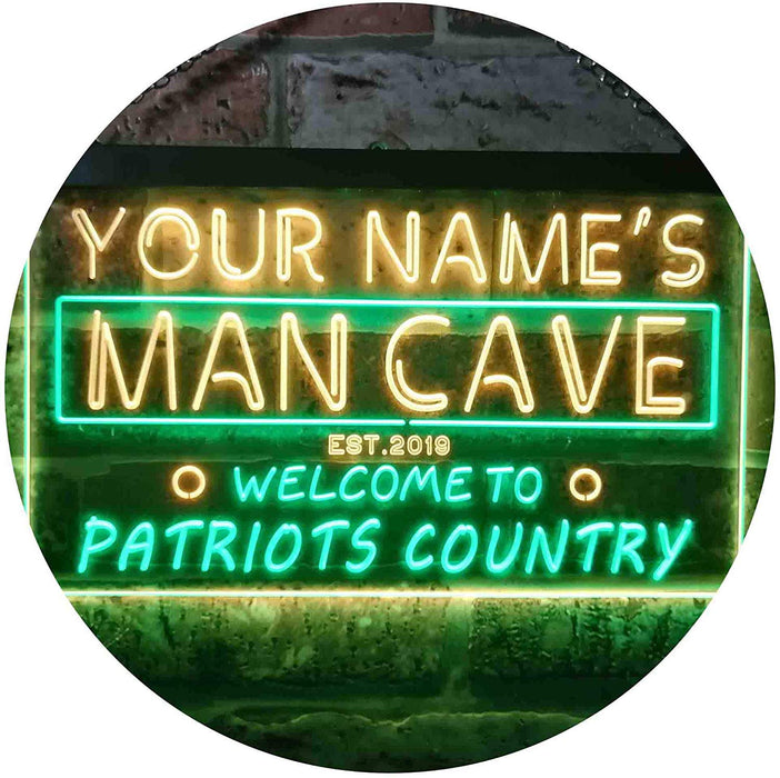 Personalized Patriots Country Man Cave LED Light Sign - Way Up Gifts