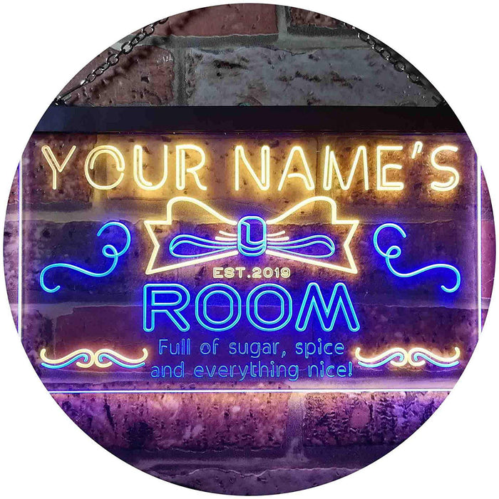 Personalized Sugar Spice Everything Nice Girl Room Decor LED Light Sign - Way Up Gifts