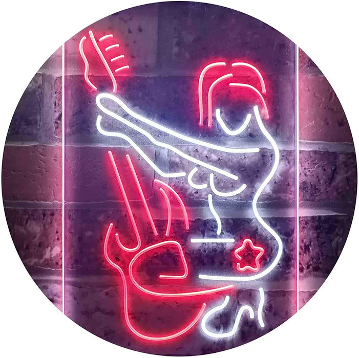 Sexy Girl Playing Guitar Music LED Light Sign - Way Up Gifts