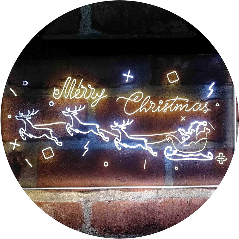 Merry Christmas Santa Claus Sleigh Reindeer LED Light Sign - LED Gift Works