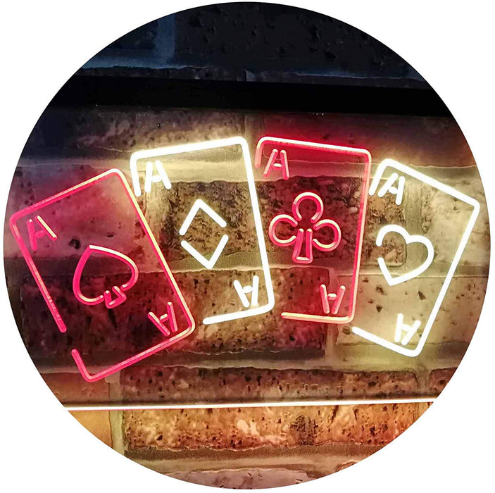 Four Aces Poker Casino LED Light Sign - Way Up Gifts
