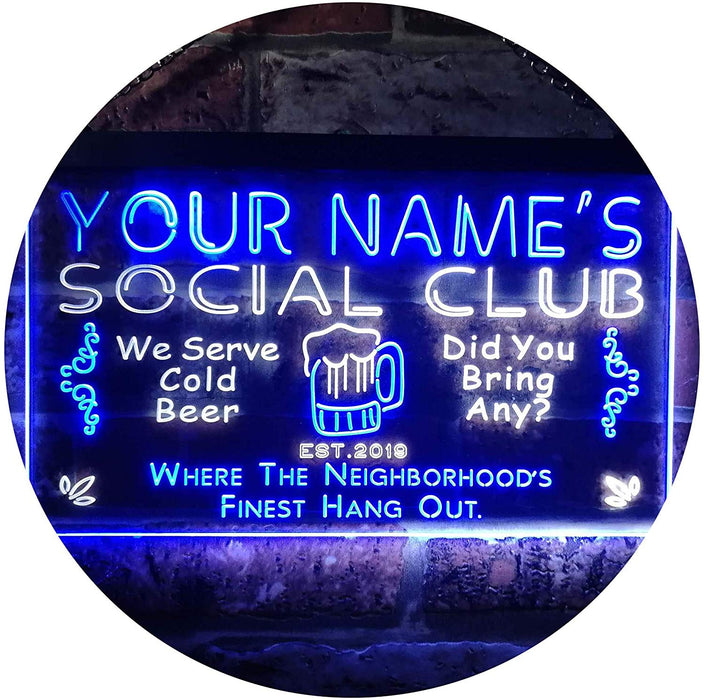 Personalized Social Club LED Light Sign - Way Up Gifts