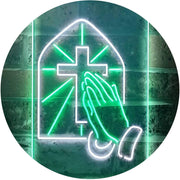 Christianity Cross Hands Praying LED Light Sign - LED Gift Works