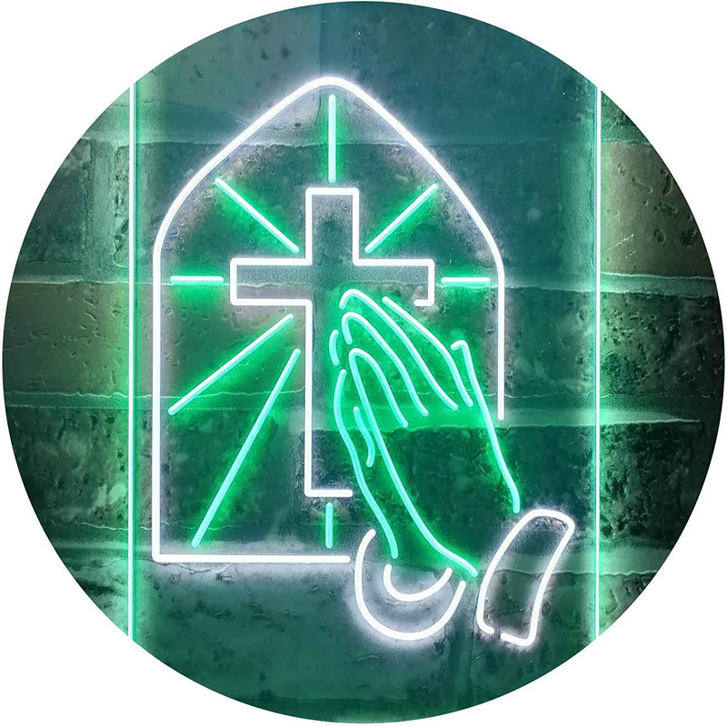 Christianity Cross Hands Praying LED Light Sign - LED Gift Works