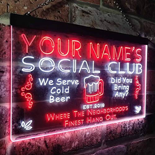 Personalized Social Club LED Light Sign - Way Up Gifts