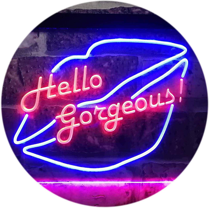 Lips Hello Gorgeous LED Light Sign - Way Up Gifts