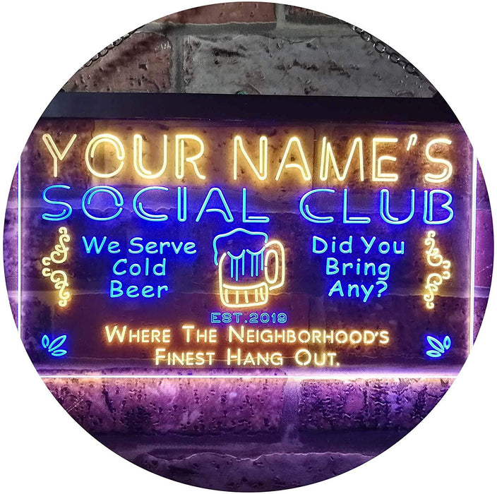 Personalized Social Club LED Light Sign - Way Up Gifts