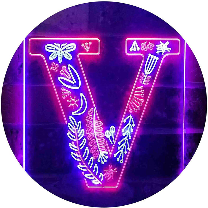 Family Name Letter V Monogram Initial LED Light Sign - Way Up Gifts