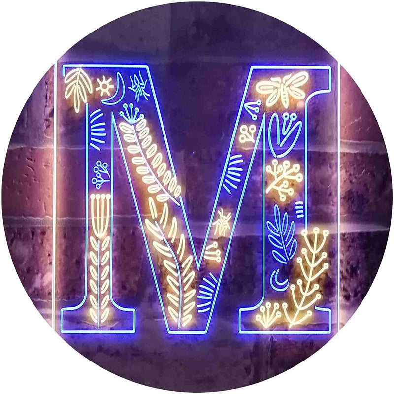 Family Name Letter M Initial Monogram LED Light Sign - LED Gift Works