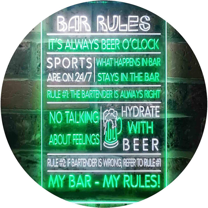 Bar Rules LED Light Sign - Way Up Gifts