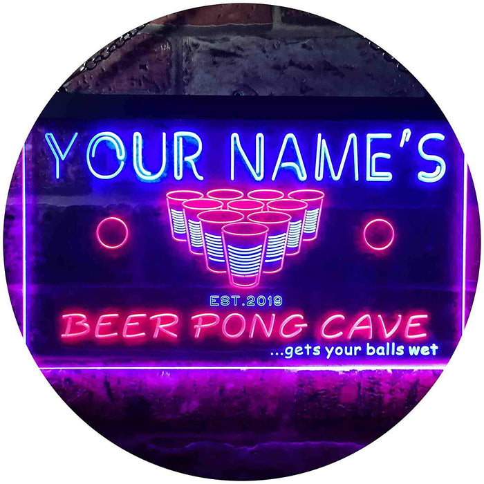 Personalized Beer Pong Man Cave LED Light Sign - Way Up Gifts